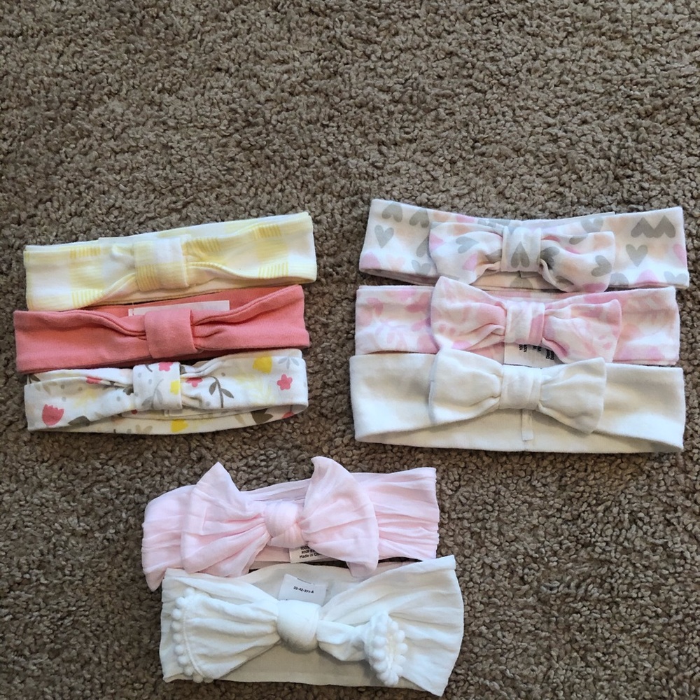 Girl head bands size NB, 0-6, and 0-12 month